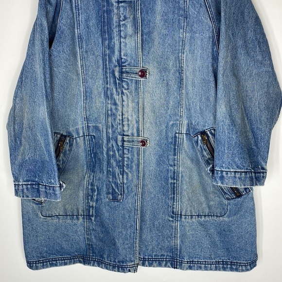 Vintage Gloria Long Denim Lab Jean Jacket Size Medium 80s - Picture 3 of 15